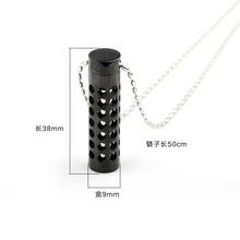 Collier magique en bijoux en bouteille de parfum en acier inoxydable avec couleur noire